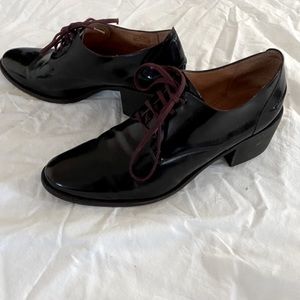 Madewell burgundy leather heeled oxfords